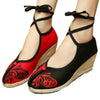 Alt Peking Bestickt Stoff Schuhe Schmetterling Ballett
