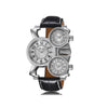 Multi Time-Zone Stainless Steel Quartz Wrist Watch white