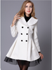 Romantische Warm Winter Jacke mit Netzgewebe Kanten Outwearlinie Vintage
