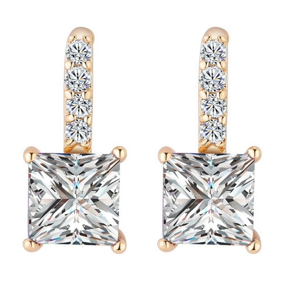 Square Zircon Ear Accessory  gold plated white zircon