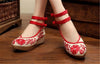 Chinese Embroidered Shoes Women Ballerina  Cotton Elevator shoes Red