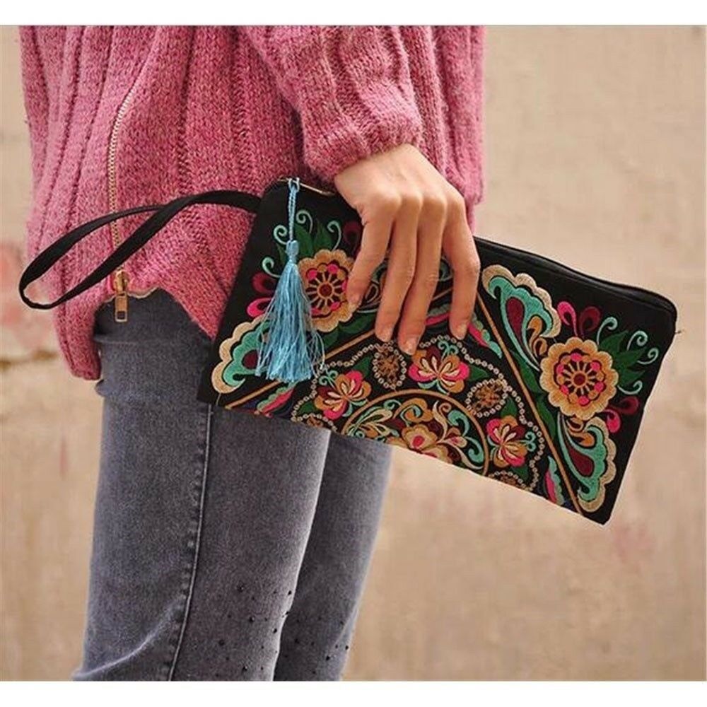 Fashioanble National Style Handbag Vintage Woman Embroidery Small Bag Coin Case