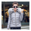 Winter Schmal Schick Pelzkragen Shorts Down Mantel Damen mit Kapuze Grau