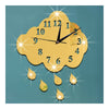 Creative 3D Silent Wall Clock Sticking Raindrop Mirror   golden
