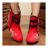 Peacock Vintage Beijing Cloth Shoes Embroidered Boots red 35