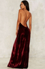 Sexy Burgundy Velvet Backless Maxi Evening Cocktail Long Party Dress