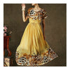 Ruffled collar Long Dress Leopard Print Gradient Ramp   S
