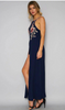 Sexy Black/White/Blue Rose Floral Embroidered High Low Boutique Party Dress