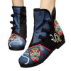 Vintage Beijing Cloth Shoes Embroidered Boots black thin shoes 35