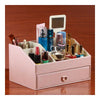 Pearly Lustre Leather Mirror Comestics Storage Box    pink