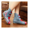 Blumen Vintage Peking Stoff Schuhe Bestickt Stiefel Jeans 35