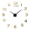 Diy Silencieux Horloge Murale Simple Miroir Collage Clair en Or