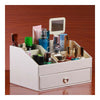 Pearly Lustre Leather Mirror Comestics Storage Box    white