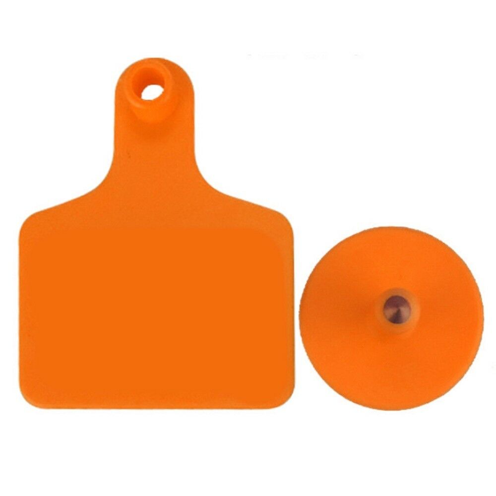 100pcs TPU Laser Curve Cattle Ear Tag Tagger Copper Head orange without number