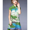 À la Mode Campagne Petit Rafraîchissant Pringting Robe en Soie 60202 S