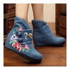 Double Butterfly Vintage Beijing Cloth Shoes Embroidered Boots   blue  35