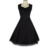 Vintage Hepburn Stil Ärmellos Quadrat Kleid Schwarz