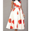 Runder Kragen Ärmellos Bund Blumenmuster Kleid Lang Rock Volle Dressr5203
