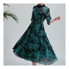 Court Vintage Cheongsam Middle Sleeve Middle Long Dress   S