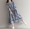 Boho Pteris Floral Highlander Linen Tunic Dress