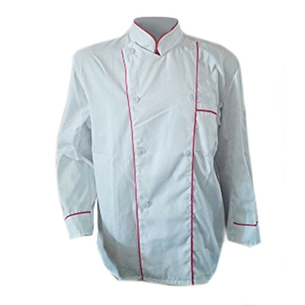 Long Sleeve Kitchen Cook Working Uniform Chef Waiter Waitress Coat Jacket White