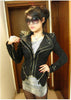 Vintage Punk Grils Cool Rivet Studded Shoulder Motorcycle PU Leather Coat Jacket
