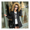 Winter Woman Slim Down Coat Plus Size Thick Fur Collar   black