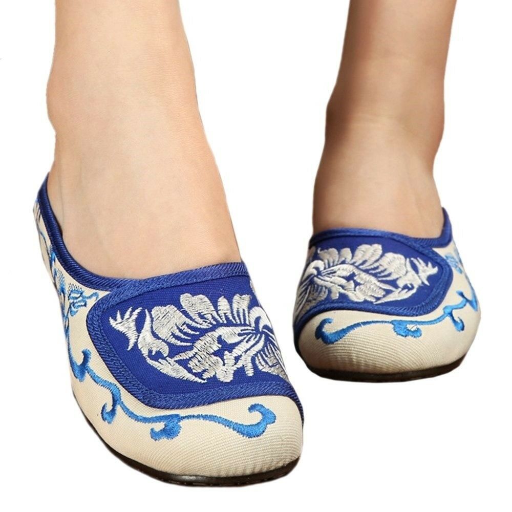 Old Beijing Cloth Embroidered Shoes Flax Slippers