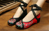 Chinese Embroidered Floral Shoes Women Ballerina Mary Jane Flat Ballet Cotton Lo