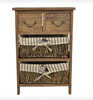 Country-Style  Cottage 3 Layers Bedside Table Vintage with 2 baskets 2 Drawers