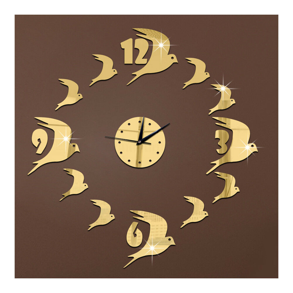 3D Acrylic Wall Clock Swallow Mirror