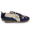 Alt Peking Stoff Bestickt Schuhe Elegant Blau
