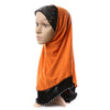 Dignified Muslim Scarf Kerchief Hat Macrame Zircon Thin    orange yellow