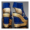 Talon Haut Brodé Chaussures Slipsole Sandales Bleu