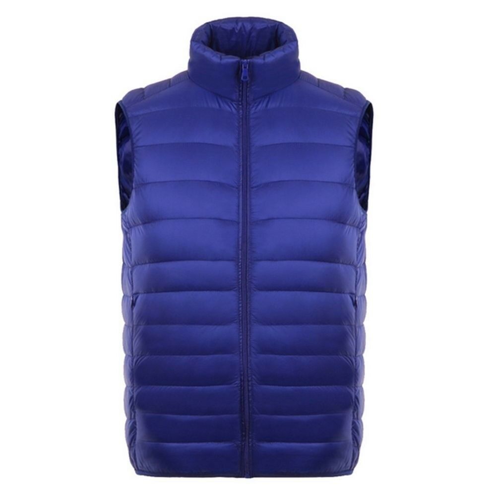 Man Thin Light Waistcoat Vest Down Coat Plus Size   blue
