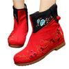 Vintage Beijing Cloth Shoes Embroidered Boots red 35