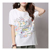 Loose Casual Little Fish Short Sleeve T-shirt   white