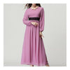 Muslim Robe Dress Belt Long Sleeve Women Garment   violet   M