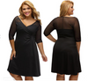 Sexy Plus Size High Waist Mesh Insert Boutique Party Dress