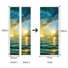 Door Sticker New 3D DIY PVC Waterproof  Door Wall Mural Sunset Ocean qd039