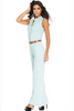 Plus Size Geo Casual Sleeveless Wide Leg Playsuit Jumpsuit Overall Romper W Belt