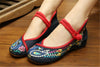 Chinese Embroidered Floral Shoes Women Ballerina Mary Jane Flat Ballet Cotton Lo