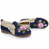 Alt Peking Stoff Bestickt Schuhe Elegant Blau