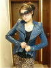 Vintage Hot Punk Grils Cool Rivet Studded Shoulder Motorcycle PU Leather Coat