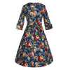 Hepburn Style Revers Drucken Big Schößchen Vintage Kleid