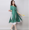 Moderno Asiático Estilo Capas Multi con Abertura Forrado Vestido Túnica