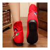 Blatant Peacock Vintage Beijing Cloth Shoes Embroidered Boots red thin shoes 35
