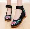 Chinese Ethnic Embroidery Inner high Heel Elevator Dress Shoes Two lace-up
