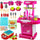Kid's Kitchen Utensils Set Play House Changable Combination Kitchenware Red/pink