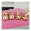 Galvanized Austrian Zircon Ear Studs Ladybird   white